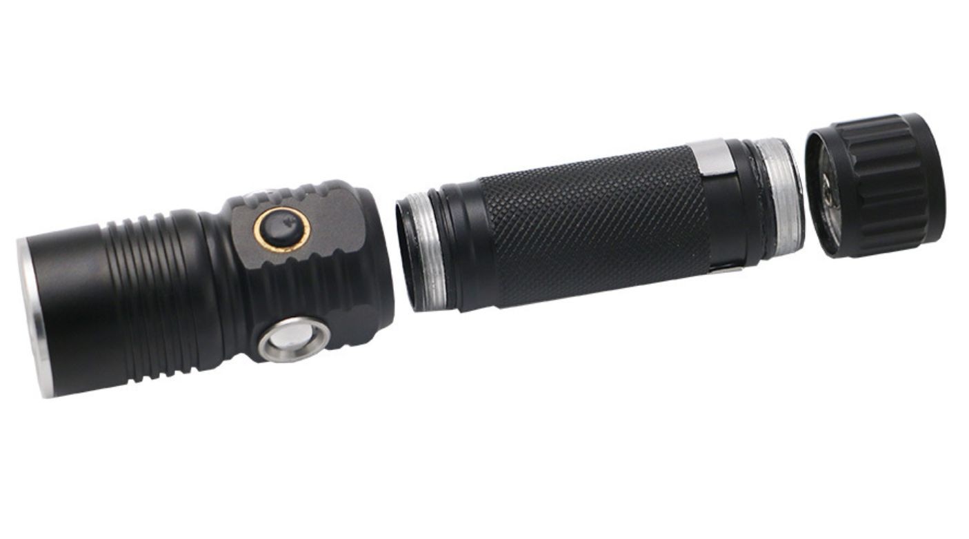 Multifunctional Aluminum Flashlight with Clip,18650 Rechargeable Battery 