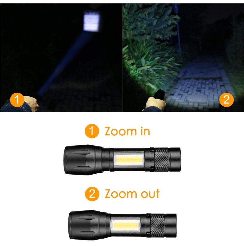 1AA Battery XPE + COB flashlight with Clip