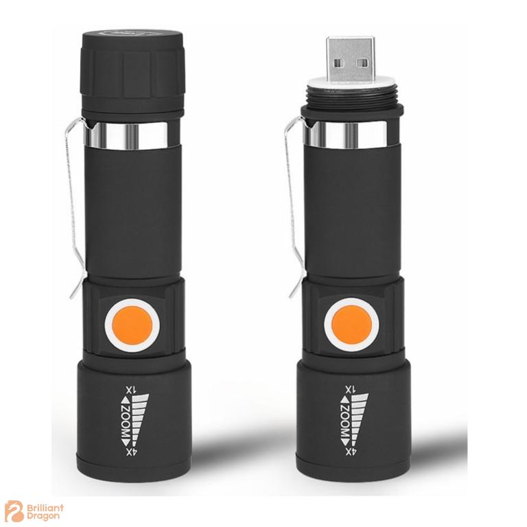 Rechargeable XPE Zooming Adjustable Flashlight with 3 Flash Modes