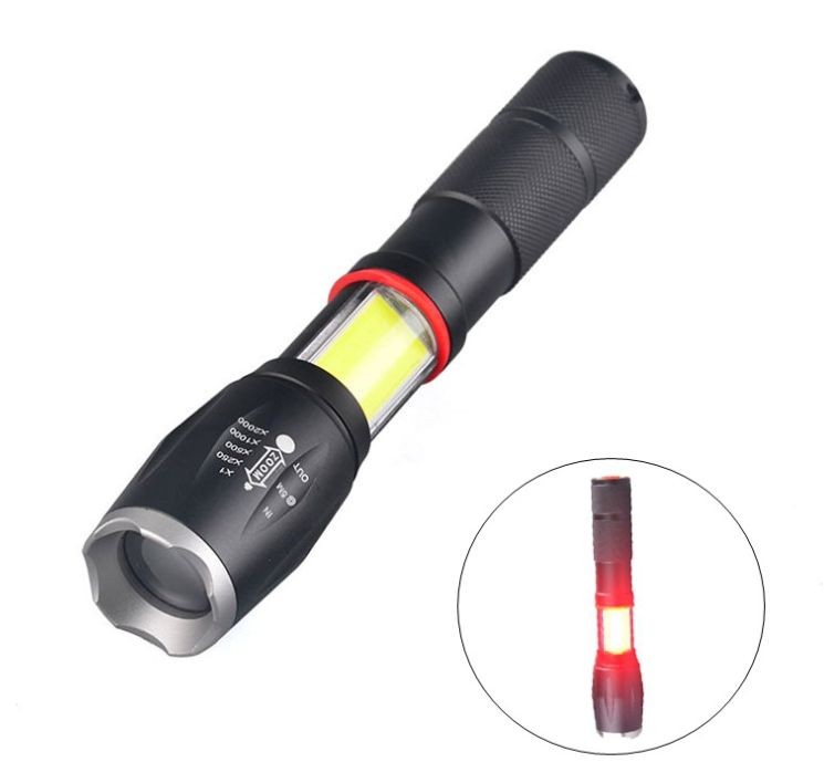 Rechargeable Zooming Adjustable T6 & COB Flashlight with Magnetic Base