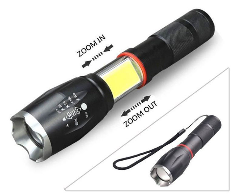 Rechargeable Zooming Adjustable T6 & COB Flashlight with Magnetic Base